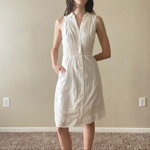 Anthropologie Maeve White Button Dress